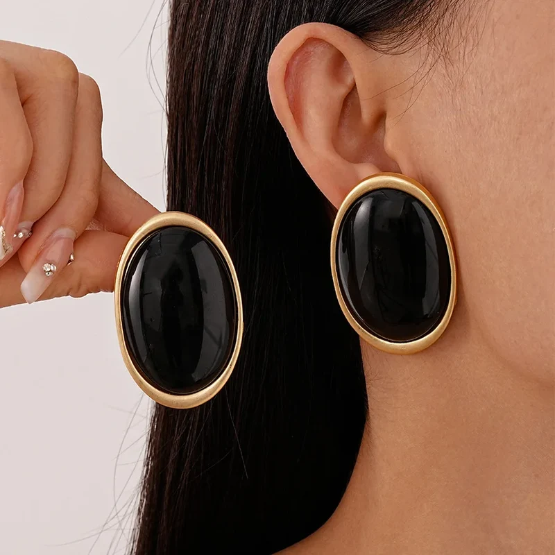 Grosses boucles d’oreilles rondes vintage rouge vin