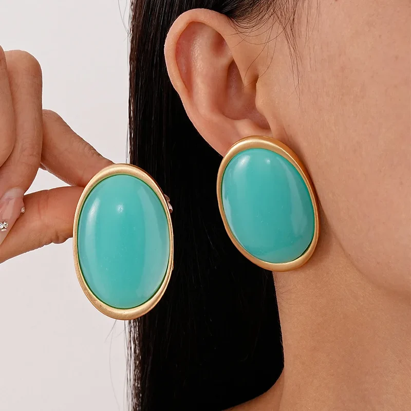 Grosses boucles d’oreilles rondes vintage rouge vin