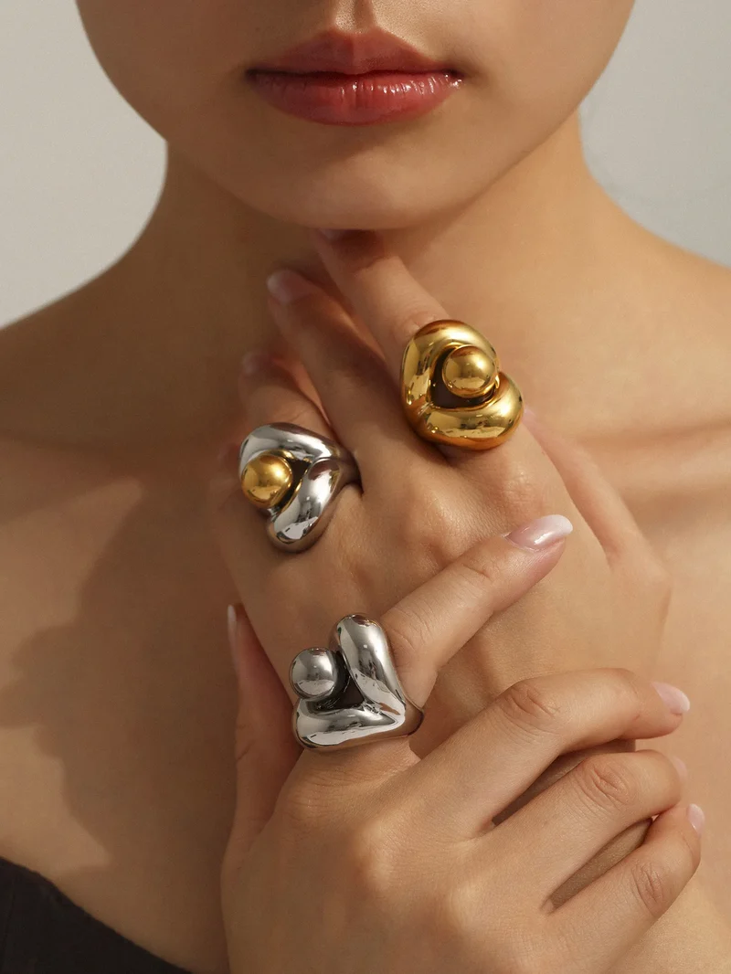 Bague bohème oversize dorée pour femme