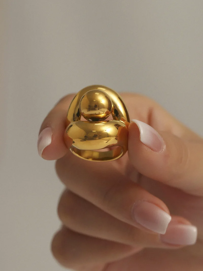 Bague bohème oversize dorée pour femme