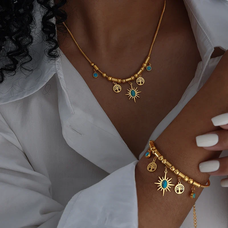Collier et bracelet bohème chic doré