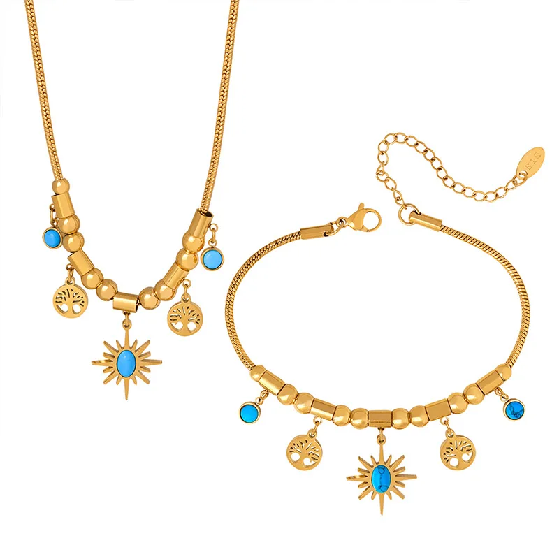 Collier et bracelet bohème chic doré