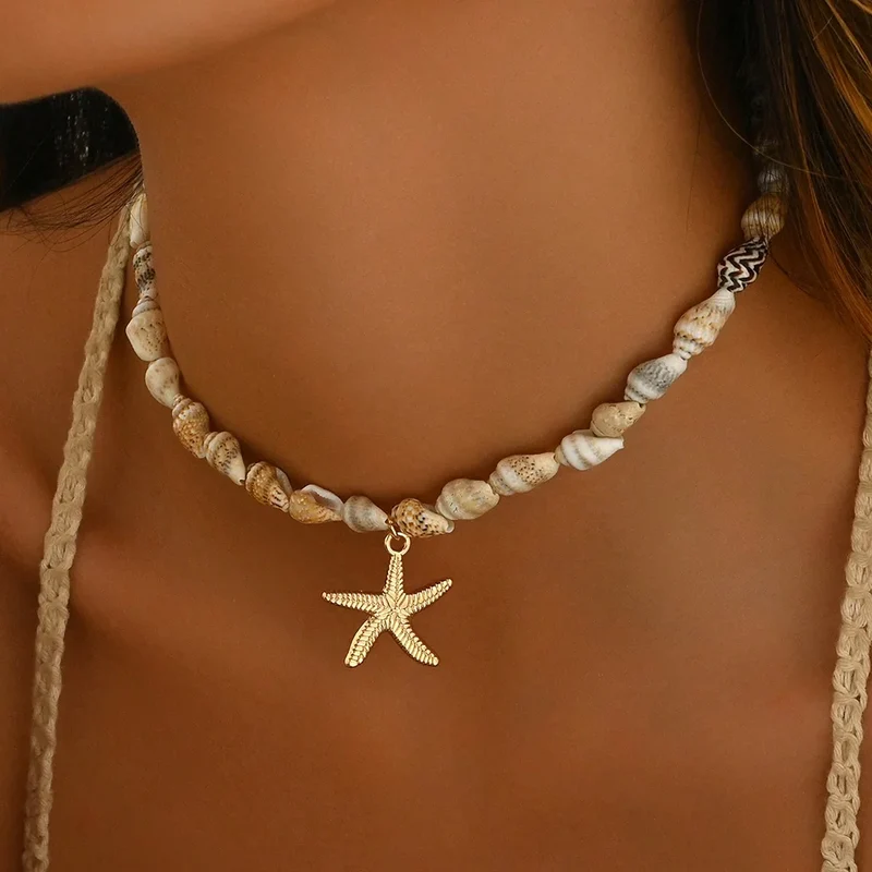 Collier bohème chic femme en coquillage