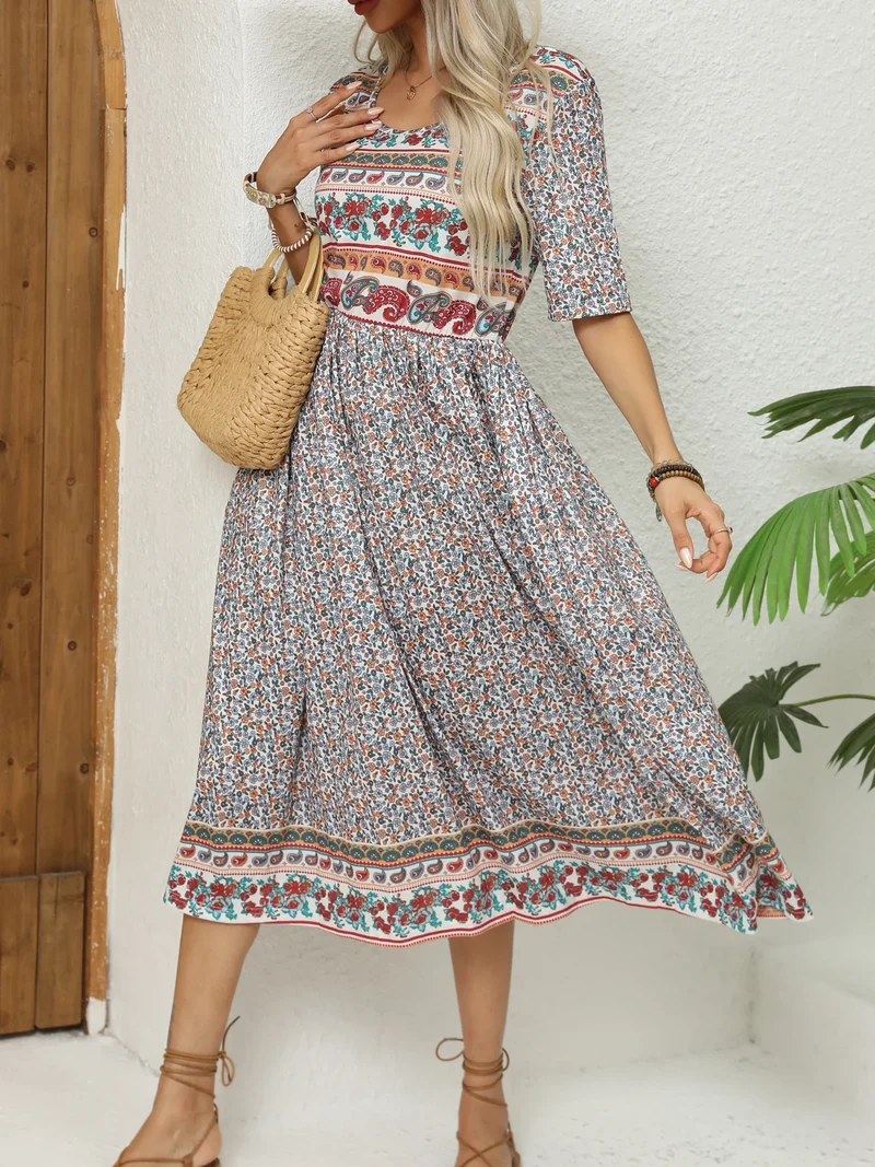 Robe Fluide Mi-Longue Boheme