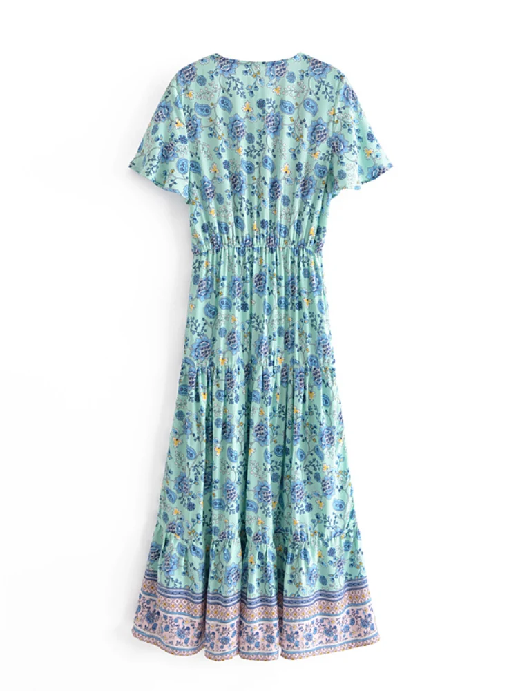 Robe bohème vintage chic bleue