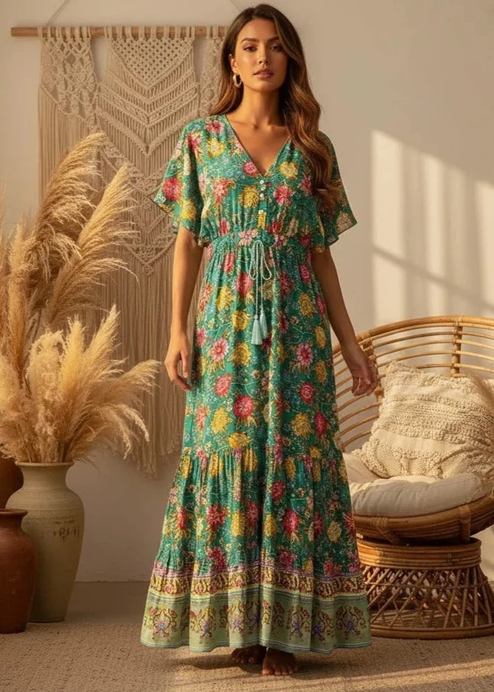 Robe Longue Hippie Verte Boheme
