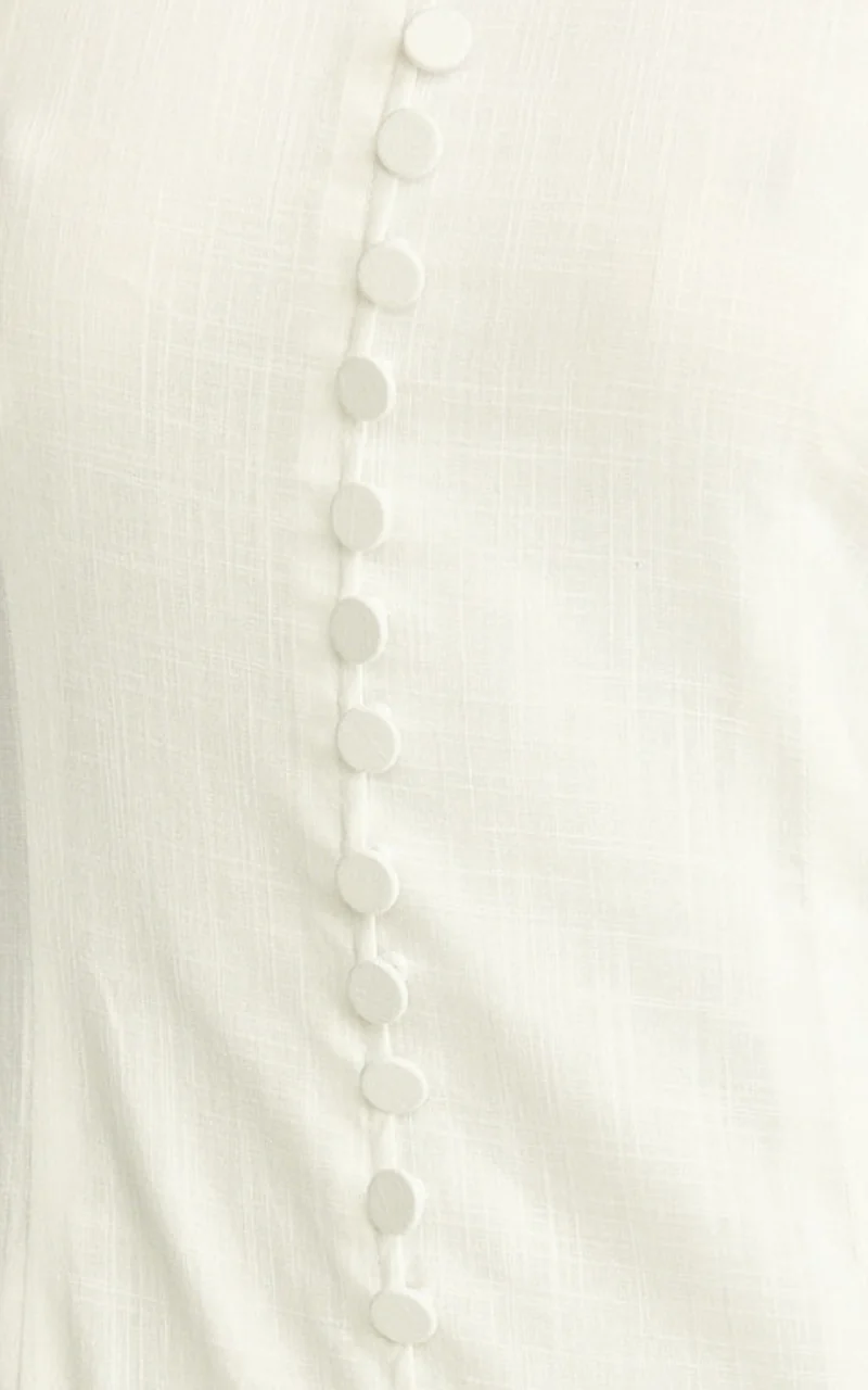 Cortez Maxi Dress - Square Neck Button Down Dropped Waist Dress in White