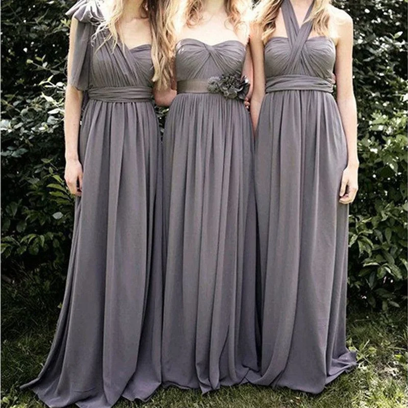 Robes de demoiselle d'honneur longues et dépareillées, style Boho, ligne a, gris foncé, pour mariage en plein air