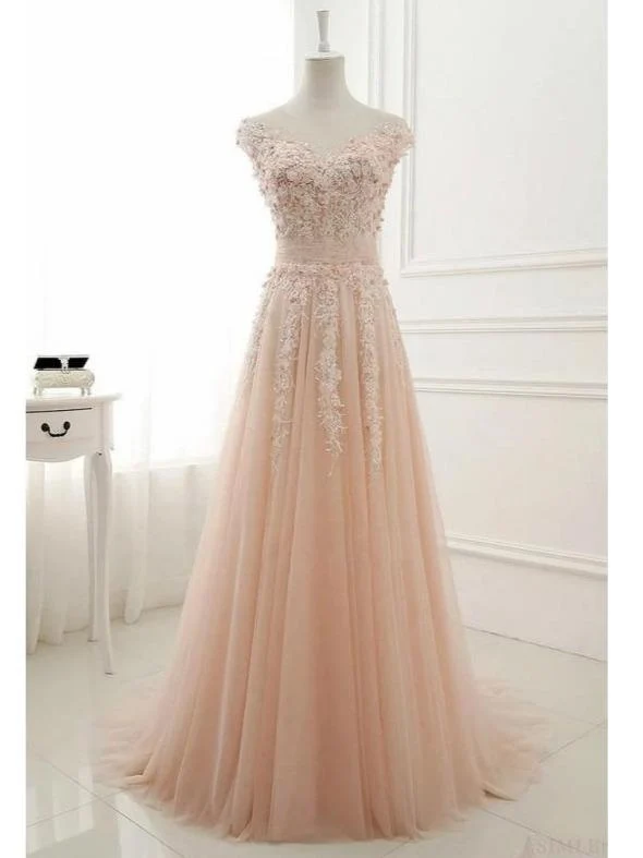 Robe de mariée rose pâle unique en tulle à fleurs romantiques
