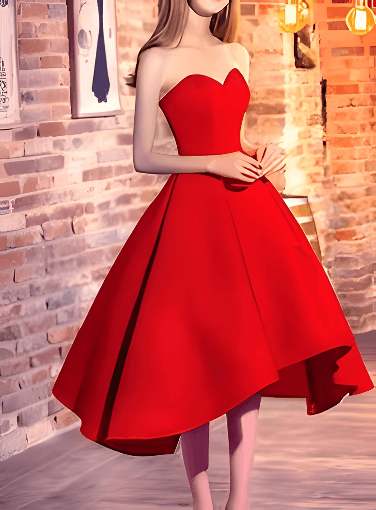 Robe de soirée/robe de bal rouge chérie, haute et basse, pour étudiant de première année, 2023