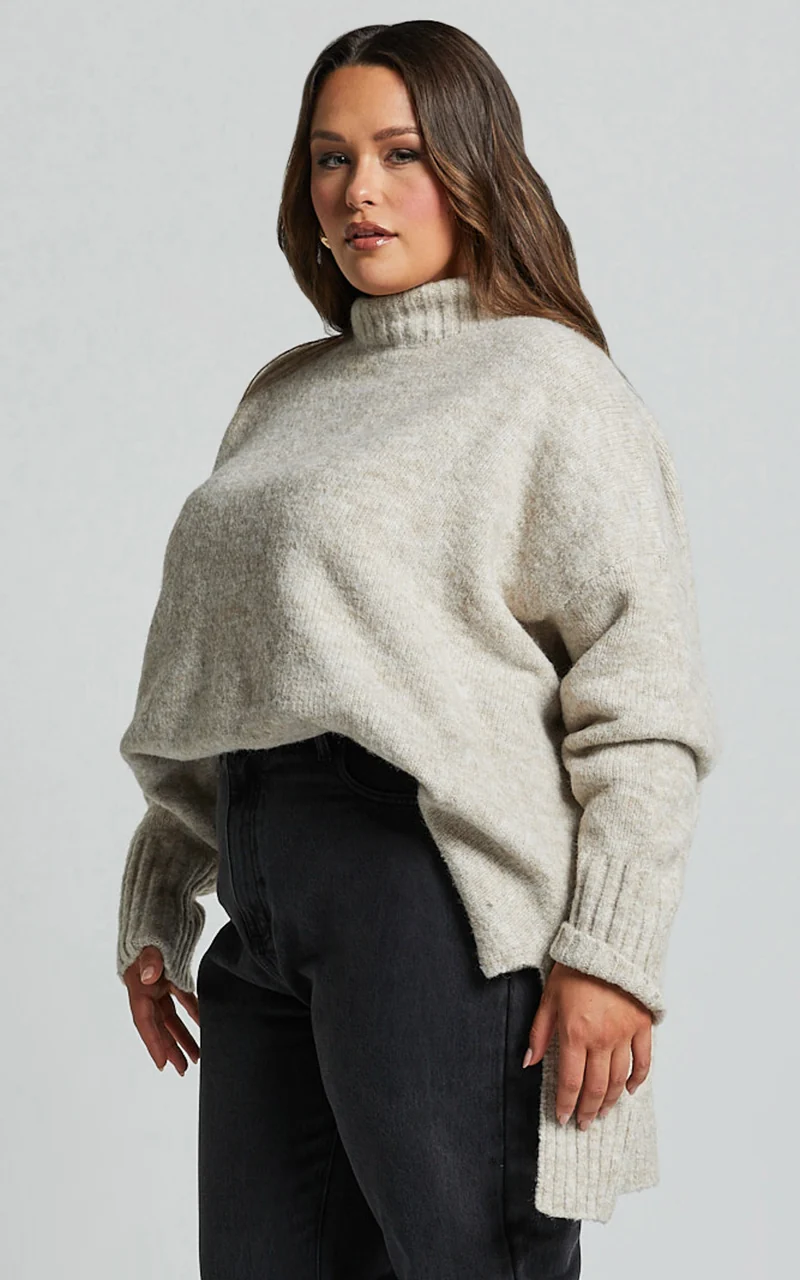 Luella Jumper - Oversized Turtle Neck Jumper in Oatmeal