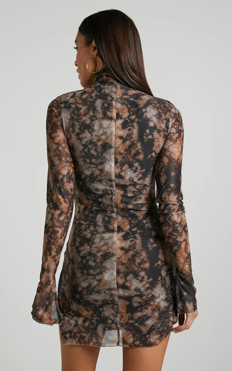 Runaway The Label - Jordi Mini Dress in Stone Print