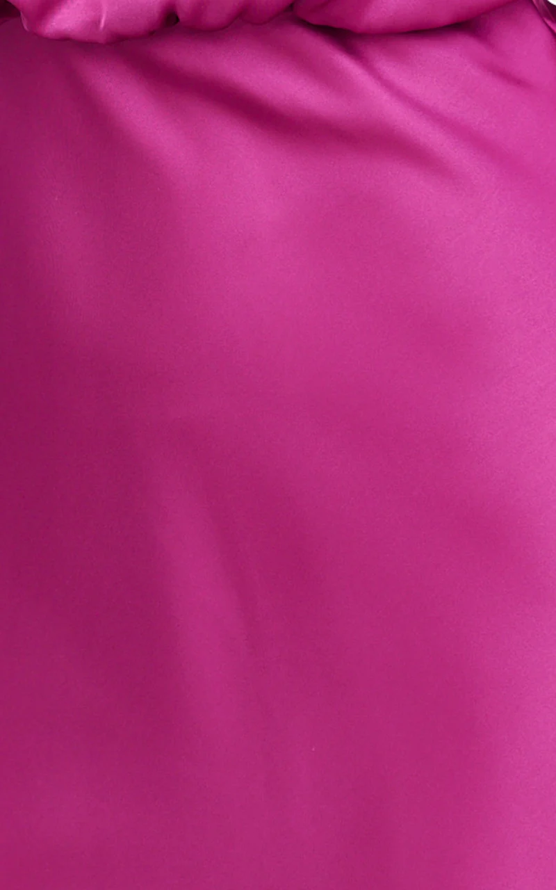 Minnie Midi Dress - Drape Neck Satin Slip Dress in Purple
