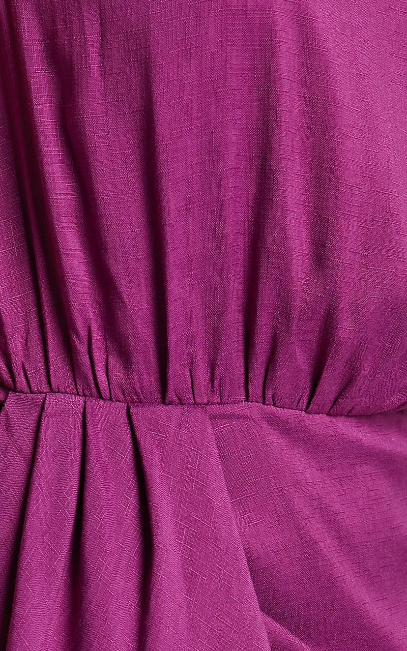 Niana Mini Dress - Drape One Shoulder Dress in Purple