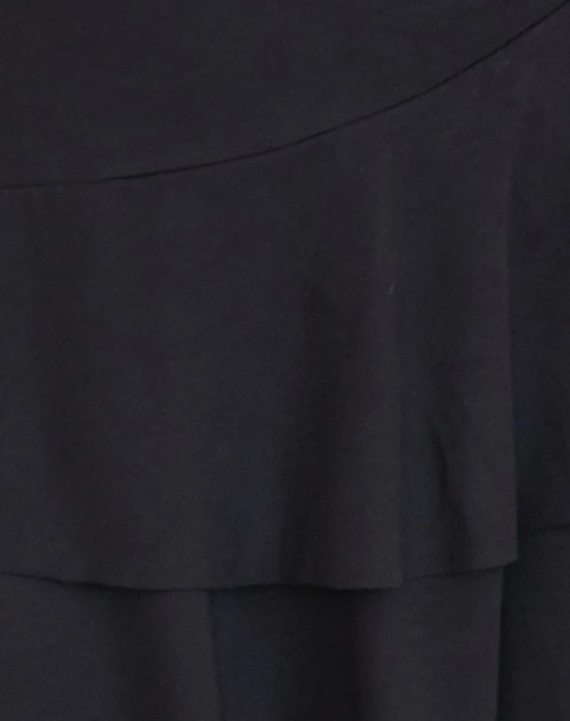 Semary Plunge Wrap Mini Dress in Black