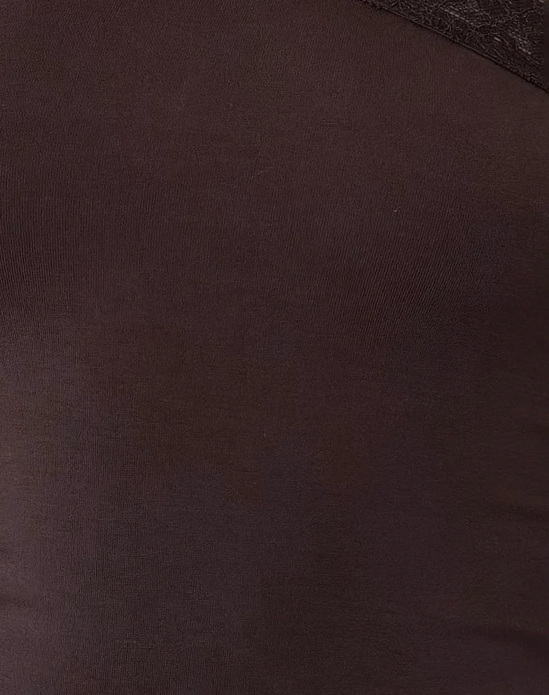 Top asymétrique Cordia en chocolat amer
