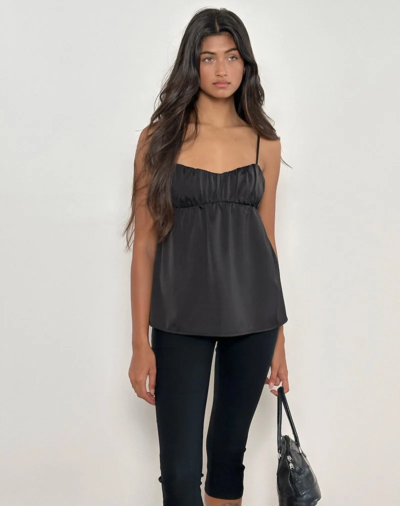 Camisole longue Camden en satin noir