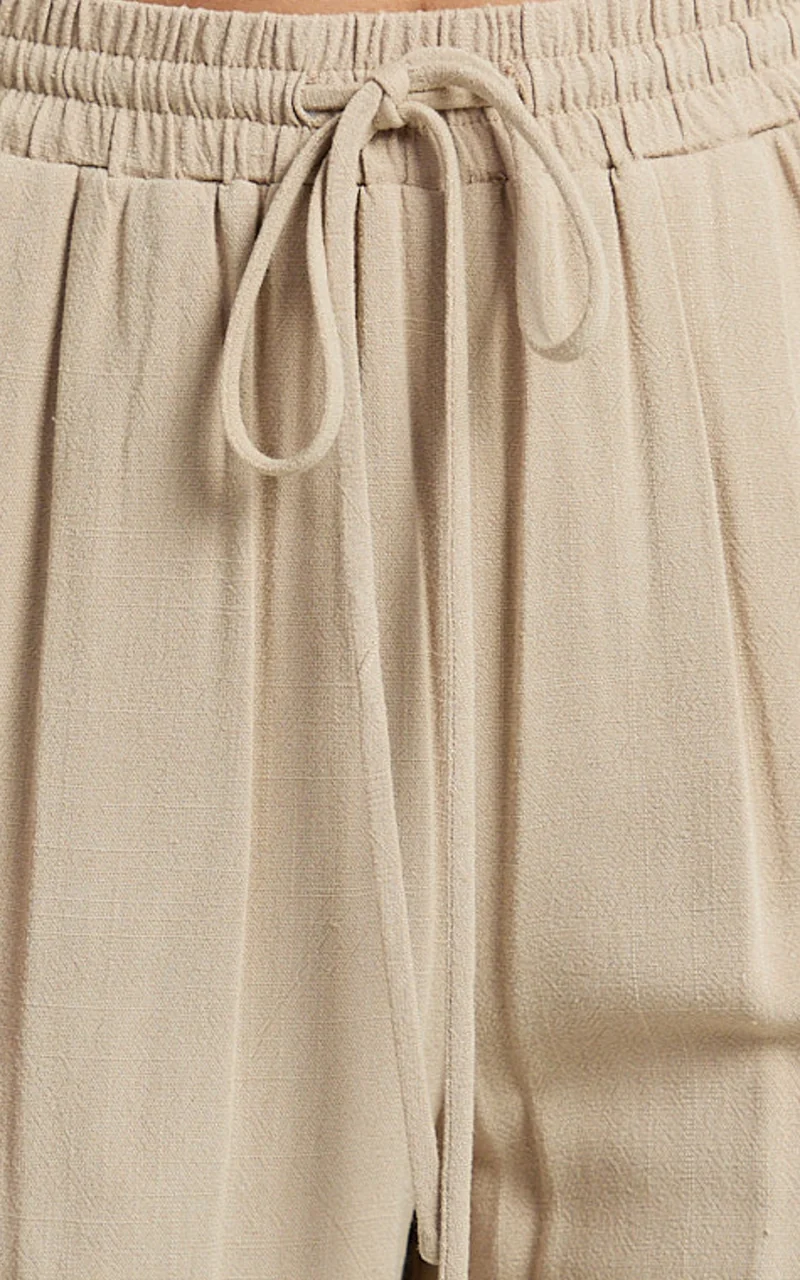 Kala Pants - Mid Waisted Relaxed Elastic Waist Pants in Sand