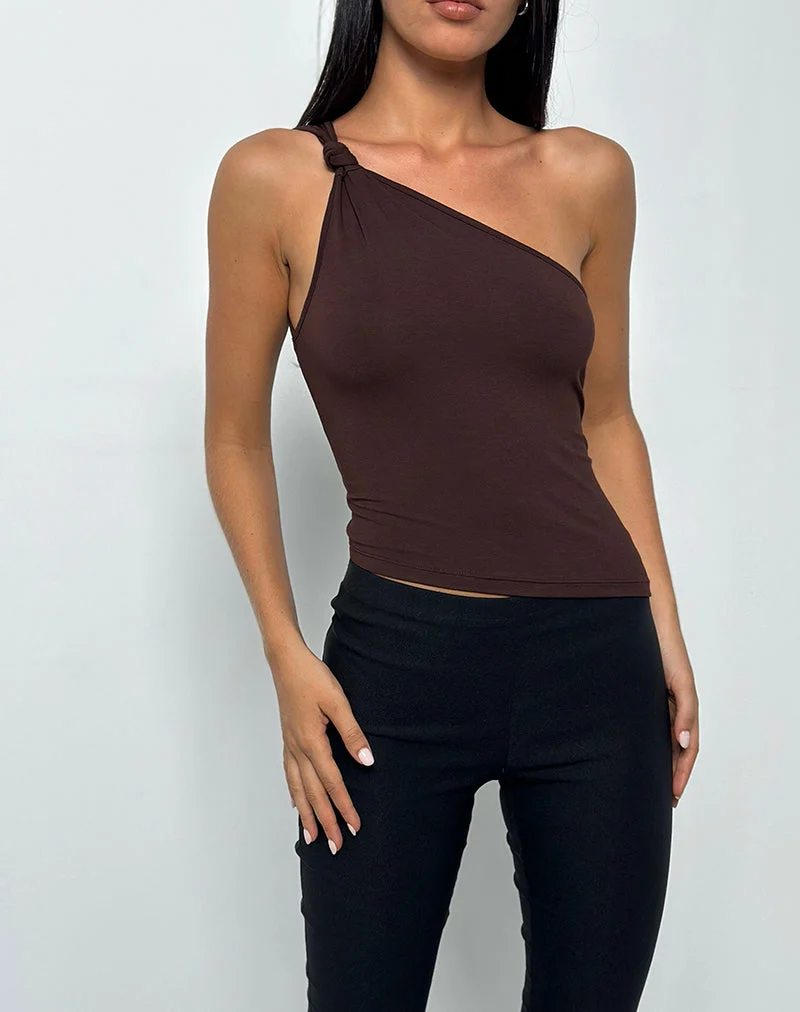 Top asymétrique Idra en jersey Bitter Chocolate