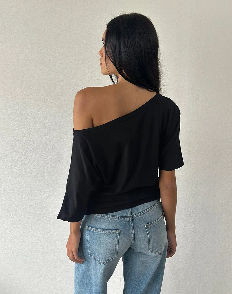 Daman Off-The-Shoulder Basic Top in Black