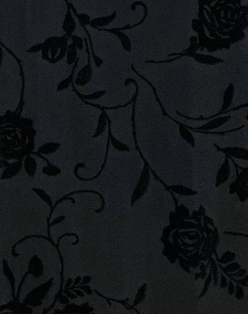 Saga Midi Dress in Rose Flock Black