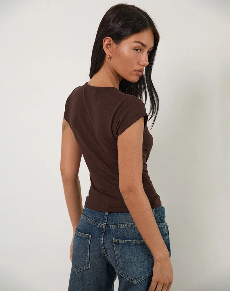 Top Elmira en maille chocolat amer