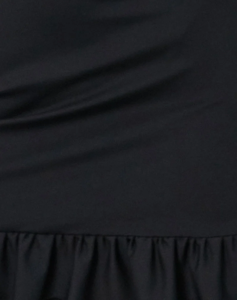 Jessa - Mini robe à bretelles et ourlet à volants en noir