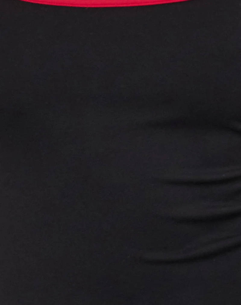 Shajani Top en noir avec bordure rouge