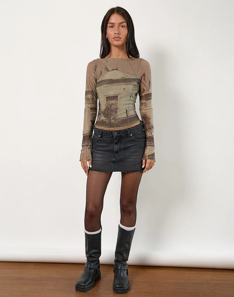 Armali Long Sleeve Top in Abstract Historical Green (Top à manches longues en vert historique abstrait)