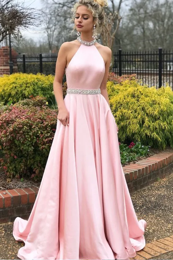 Belle robe de bal longue de graduation rose licou | Robe pour occasions spéciales