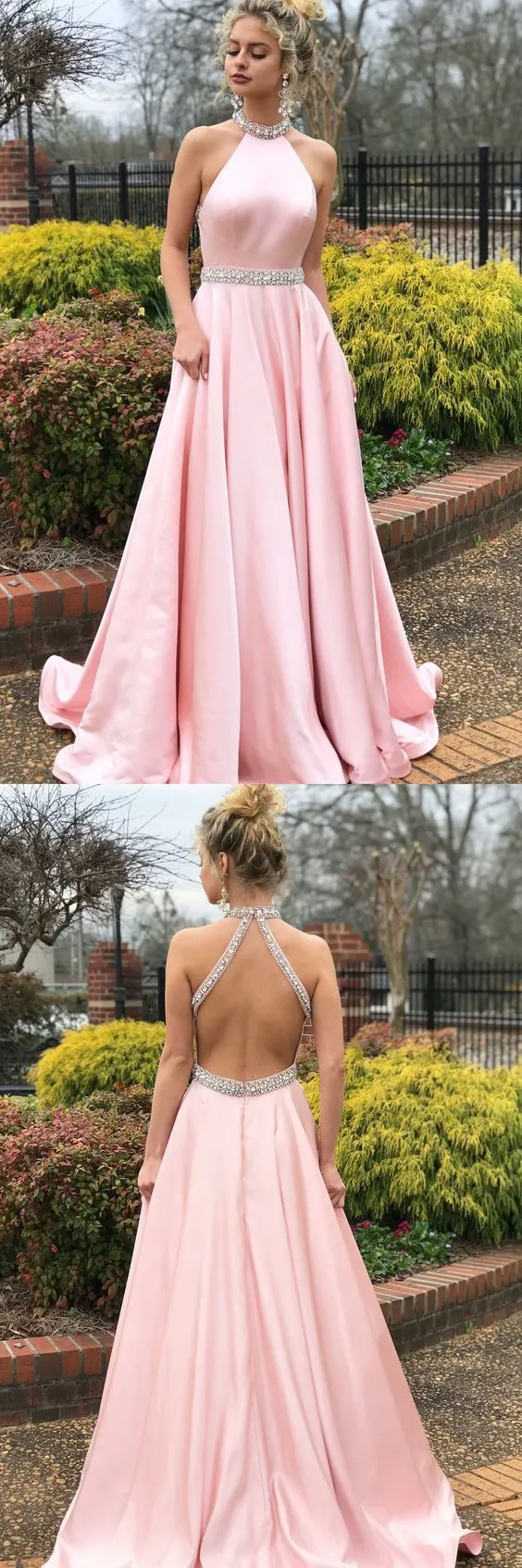 Belle robe de bal longue de graduation rose licou | Robe pour occasions spéciales