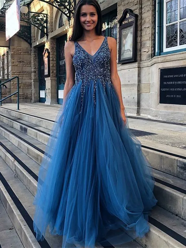 Robe de bal élégante en tulle bleu éblouissant pour filles