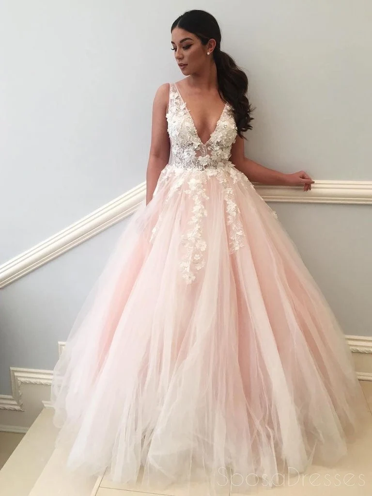 Produits les plus populaires Robe de mariée en Tulle, motif Floral, col en v, robe de mariée