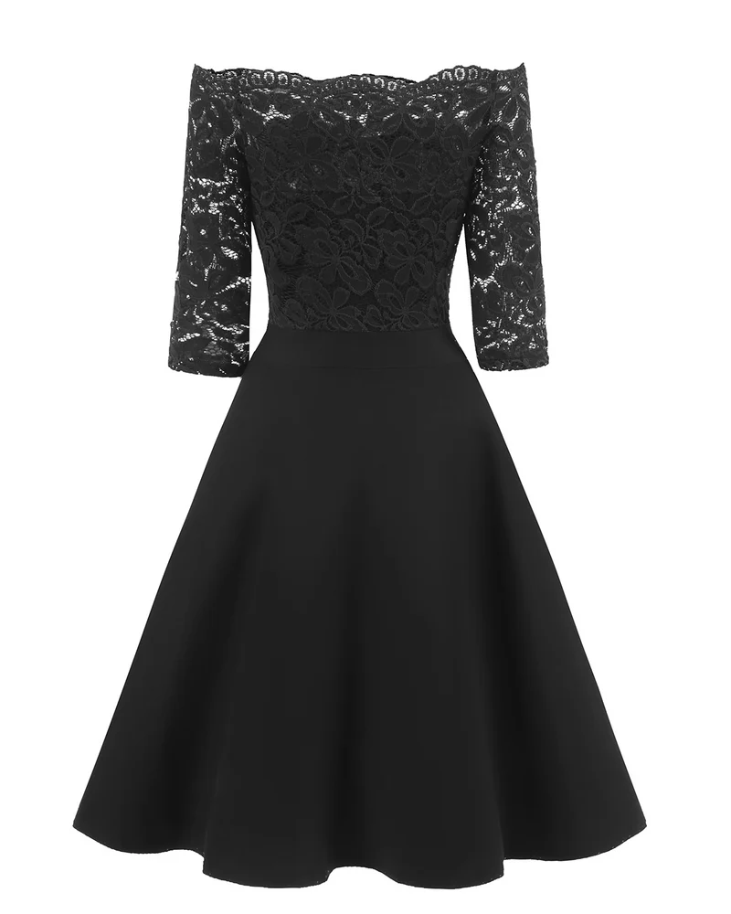 Robes de demoiselle d'honneur noires courtes Vintage, robe de bal en dentelle à une épaule avec manches
