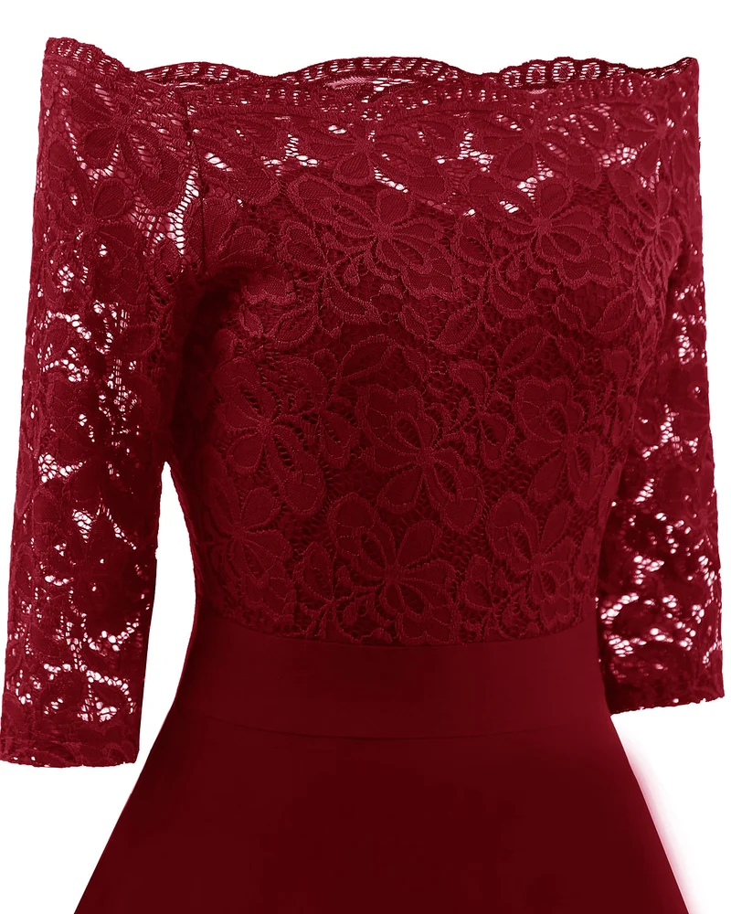 Robes de demoiselle d'honneur courtes bordeaux, robe de bal à épaules dénudées avec manches