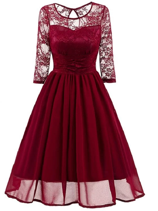 Robe de bal marron vintage courte et chic avec manches