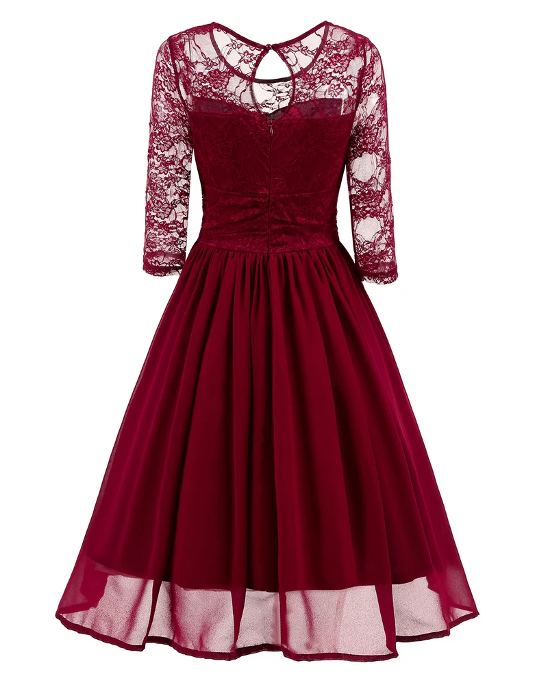 Robe de bal marron vintage courte et chic avec manches
