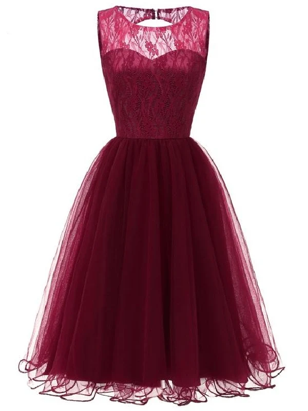 Robe de bal rétro marron, modeste, en dentelle, en Tulle, courte, robe de soirée