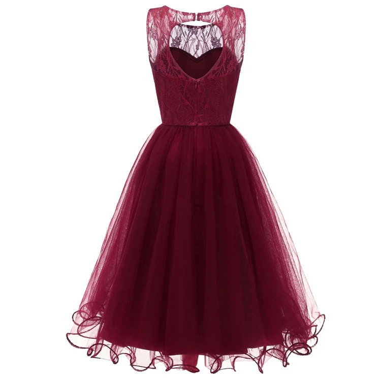 Robe de bal rétro marron, modeste, en dentelle, en Tulle, courte, robe de soirée
