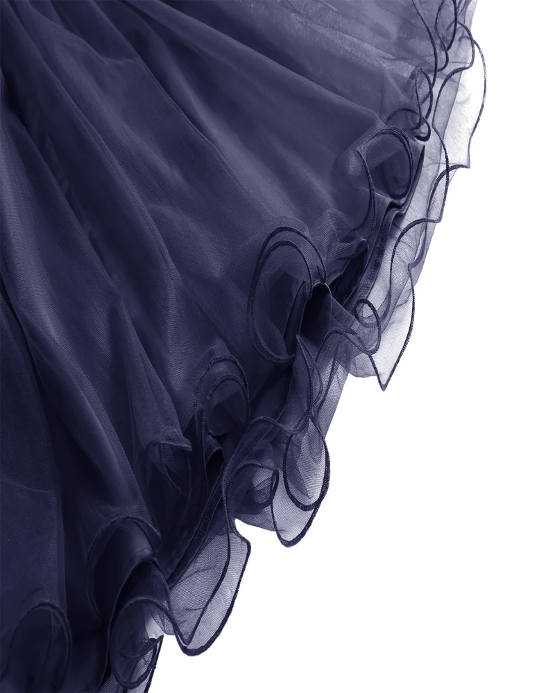 Robe de Cocktail en Tulle et dentelle bleu marine, rétro, modeste, courte, Vintage, robe de soirée