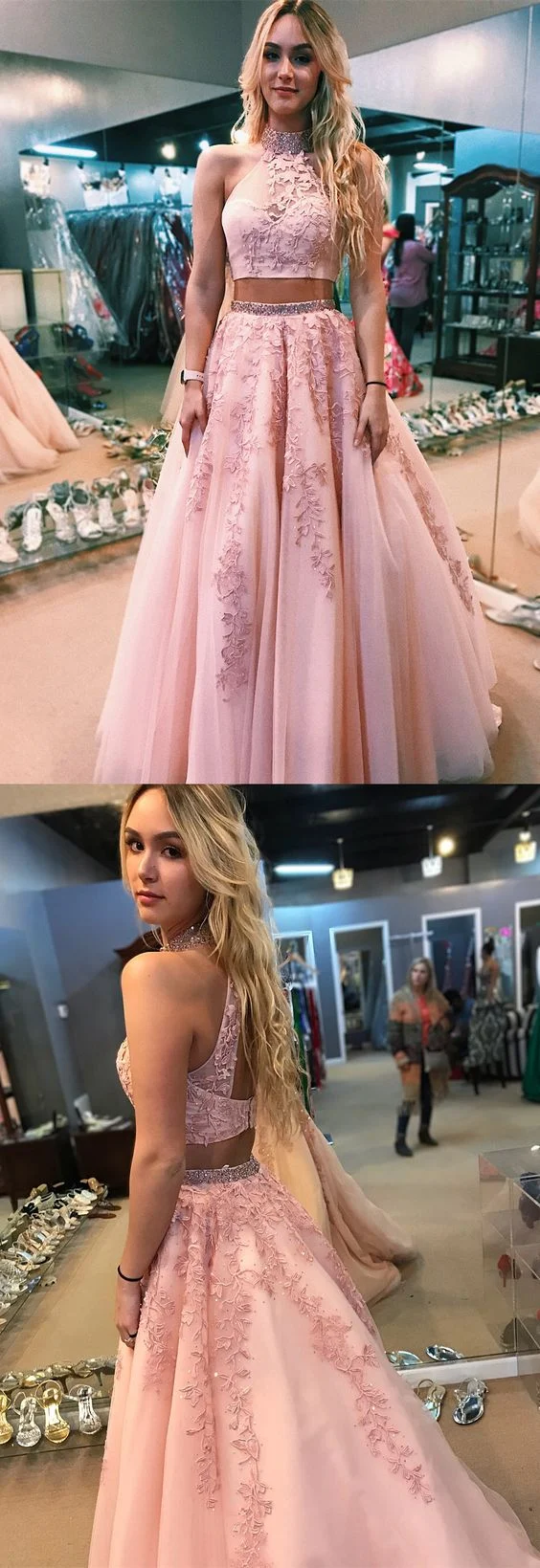 2024 deux pièces Rose Rose Grade 8 Grad robes robe de bal robe de bal
