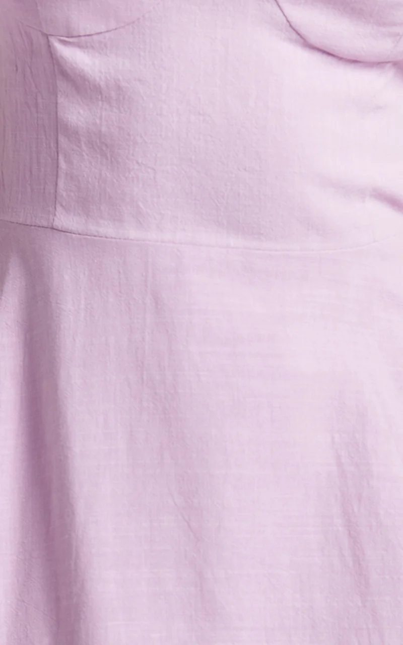 Tymia Midi Dress - Shoulder Tie Bustier Shirred Back A Line in Lavender