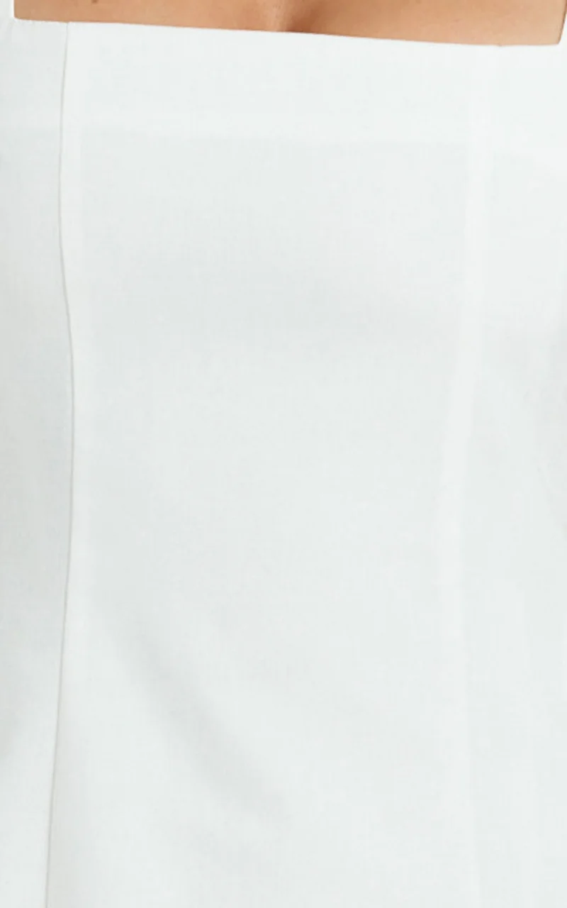 Adiana Mini Dress - Linen Square Neck Shirred Back A Line Dress in Off White