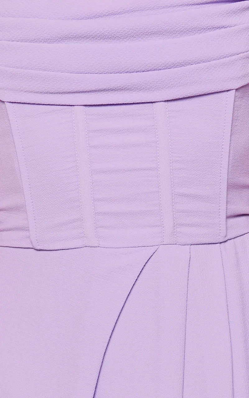 Andrina Midi Dress - High Low Wrap Corset Dress in Lilac