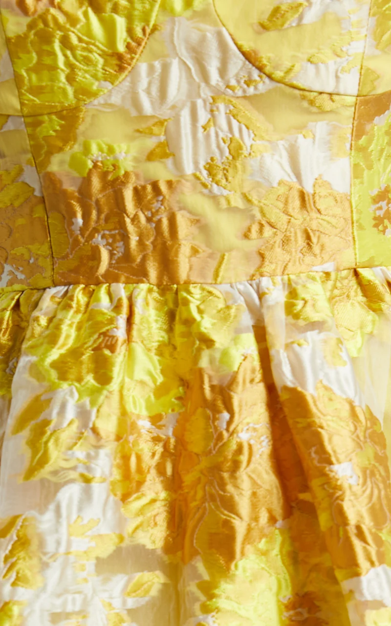 Brailey Midi Dress - Aline Corset Detail Dress in Yellow