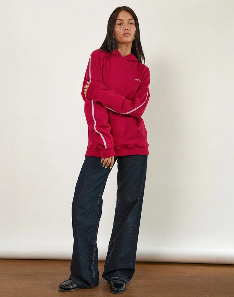 Sweat à capuche Kamari en rouge adrénaline avec broderie Violet M