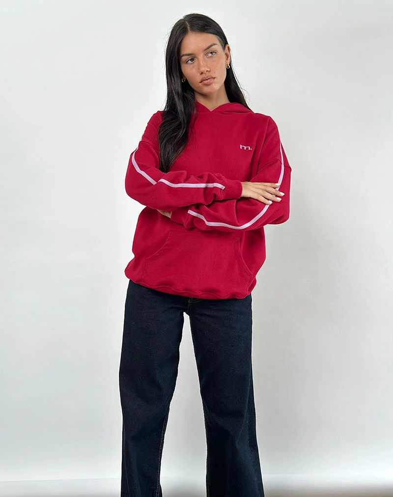 Sweat à capuche Kamari en rouge adrénaline avec broderie Violet M