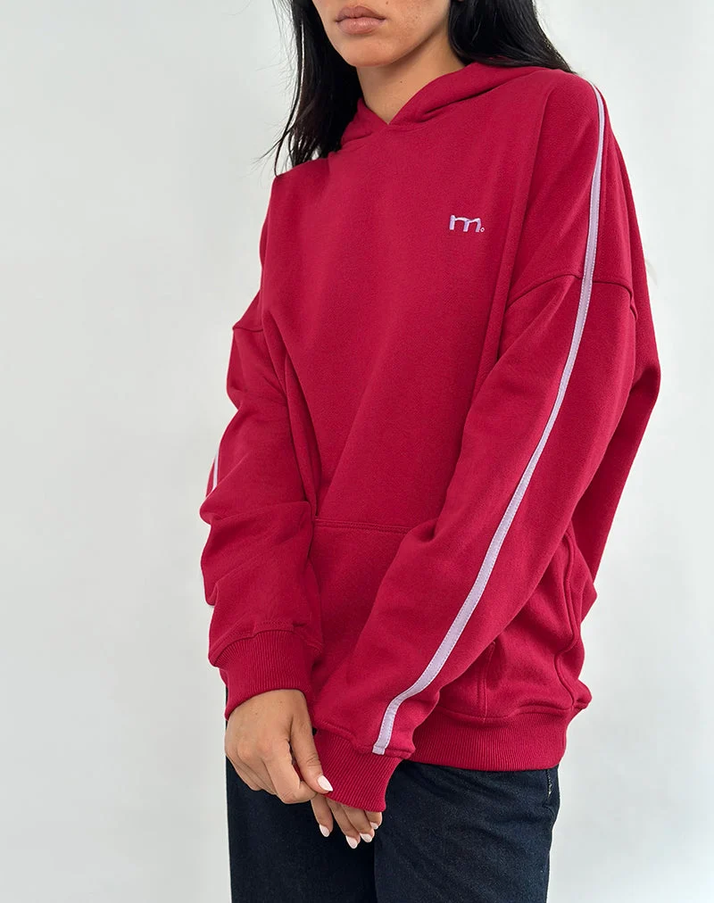 Sweat à capuche Kamari en rouge adrénaline avec broderie Violet M
