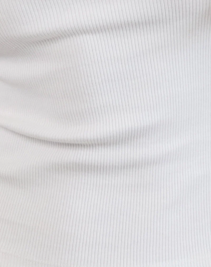 Cariter Racer Vest Top in Ribbed White