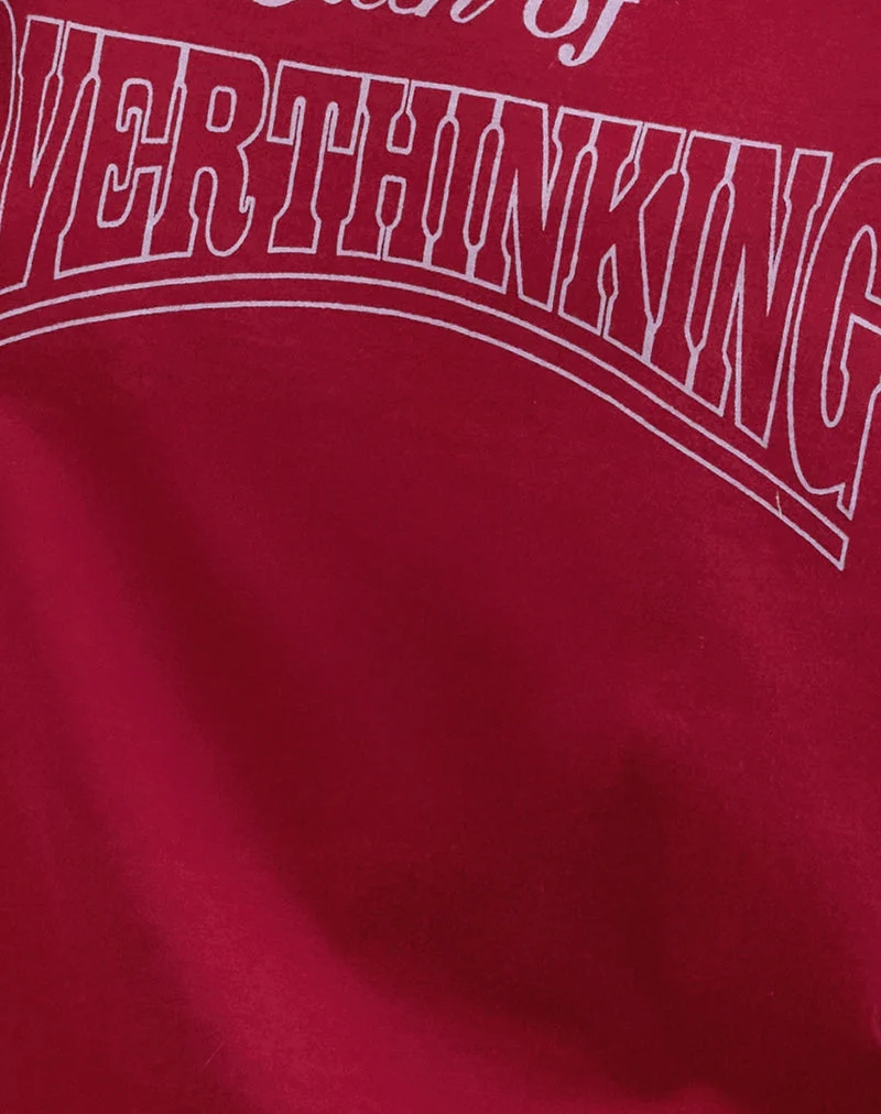 Scottie Slouchy Tee in Adrenaline Red with Overthinking Graphic (T-shirt souple Scottie en rouge adrénaline avec graphique Overthinking)